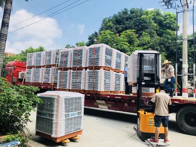 馬來西亞印尼東帝墳客商采購256臺潤東方環(huán)?？照{(diào)冷風(fēng)機